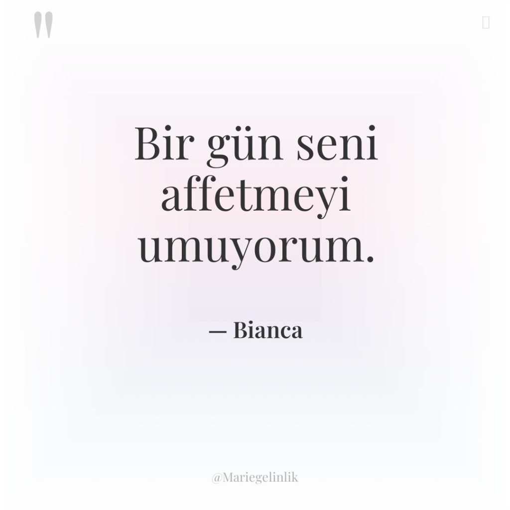 Bir gün seni affetmeyi umuyorum.