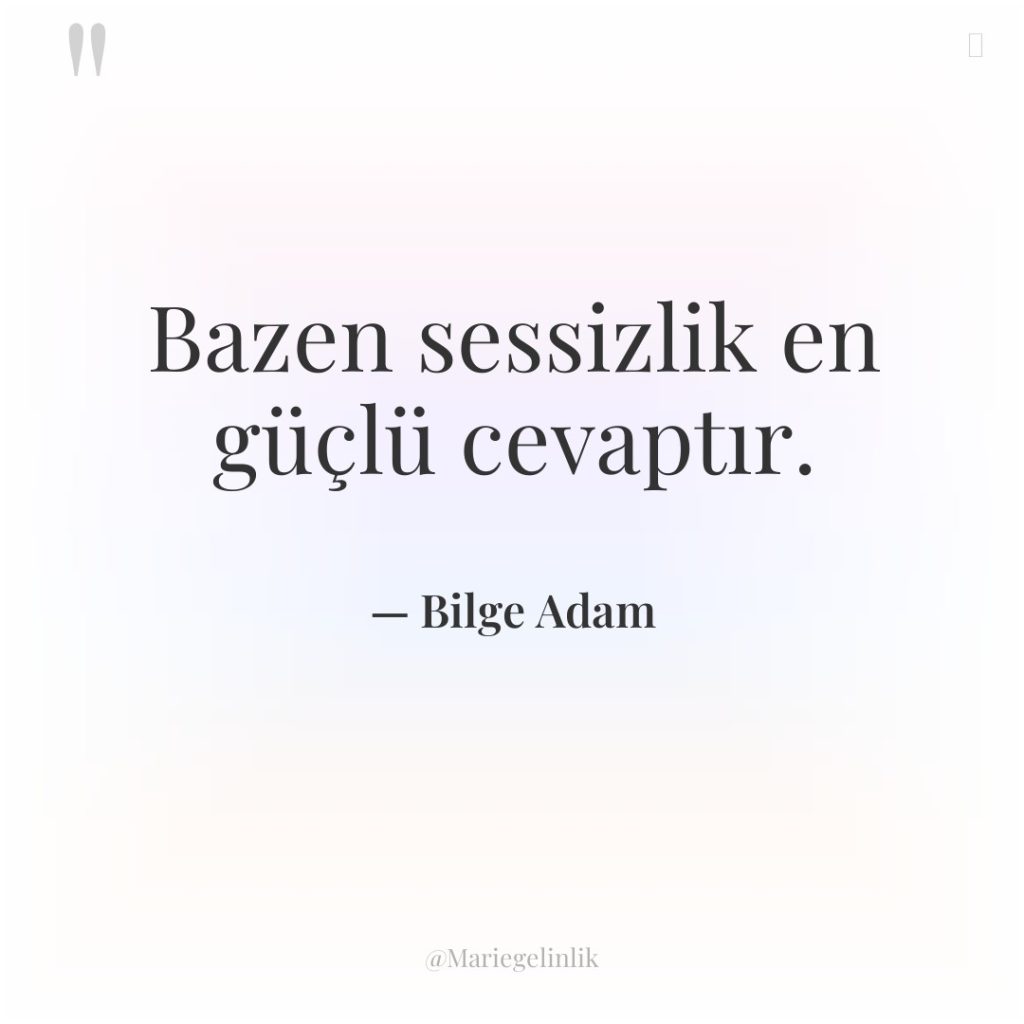 Bazen sessizlik en güçlü cevaptır.