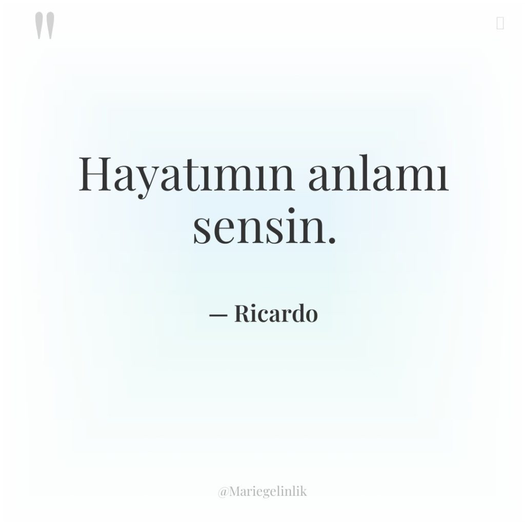 Hayatımın anlamı sensin.