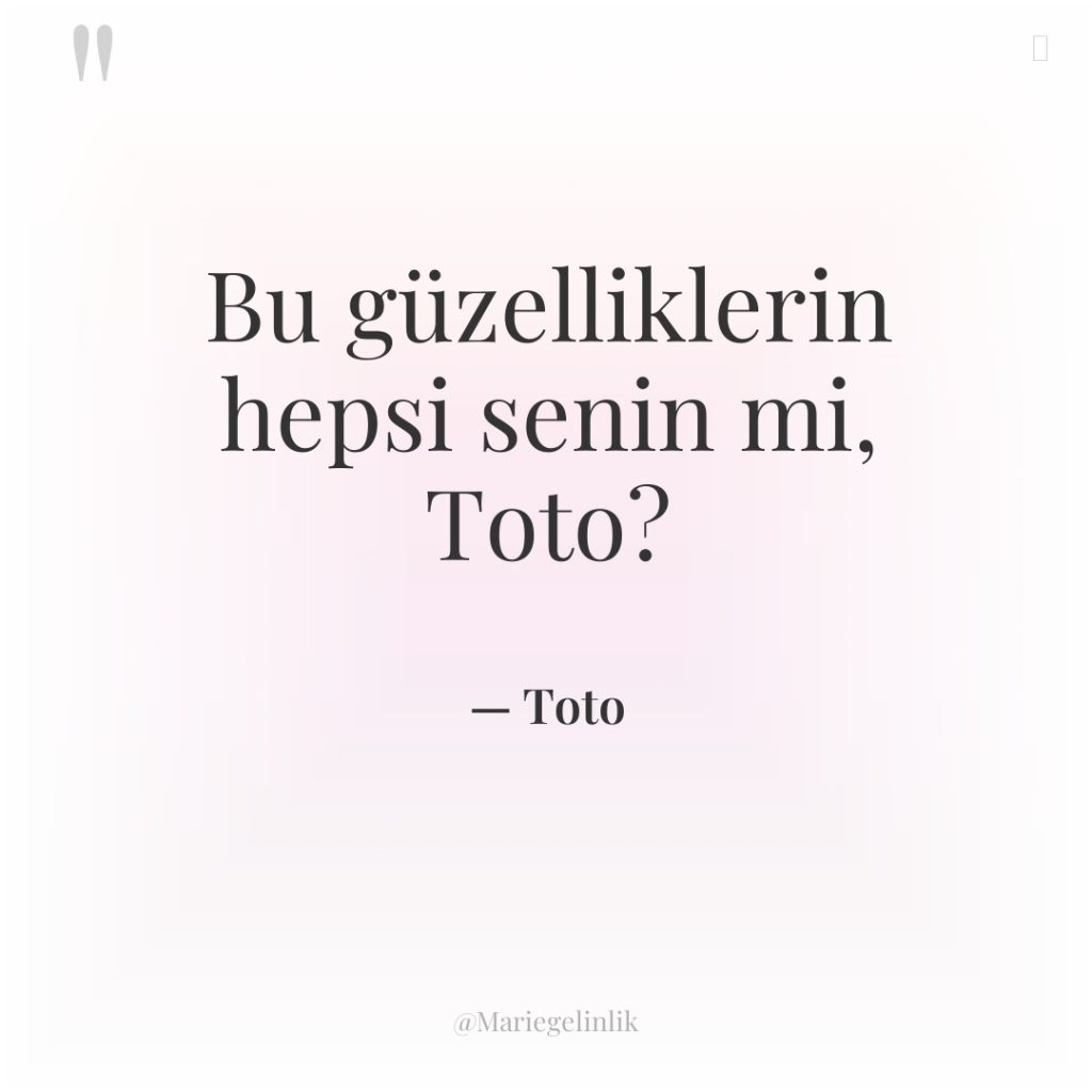 Bu güzelliklerin hepsi senin mi, Toto?