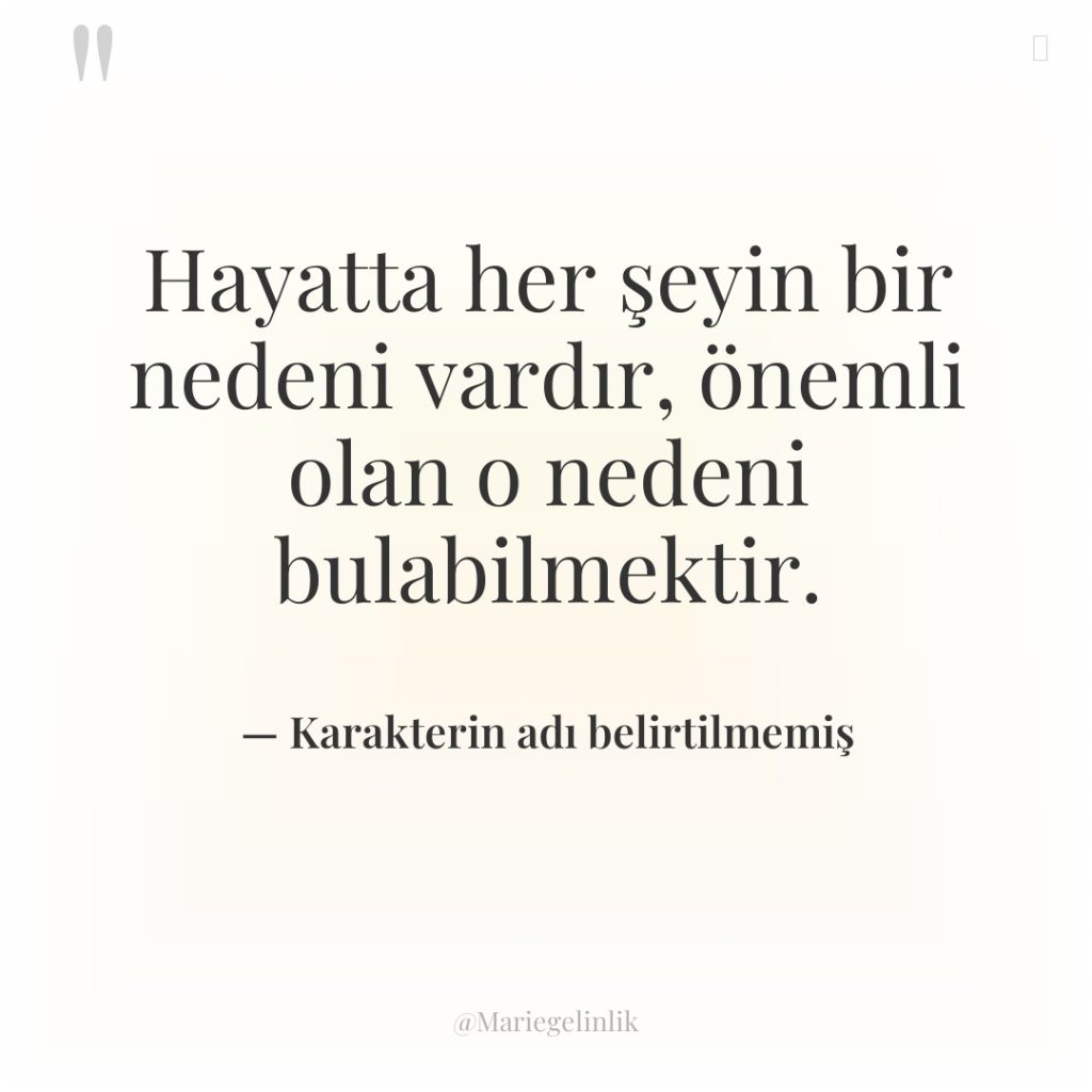 Hayatta her şeyin bir nedeni vardır, önemli olan o nedeni…
