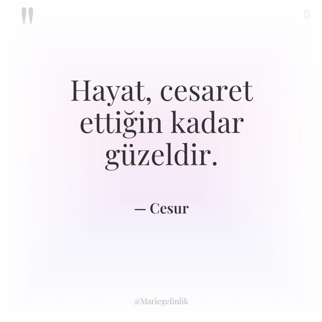 Hayat, cesaret ettiğin kadar güzeldir.