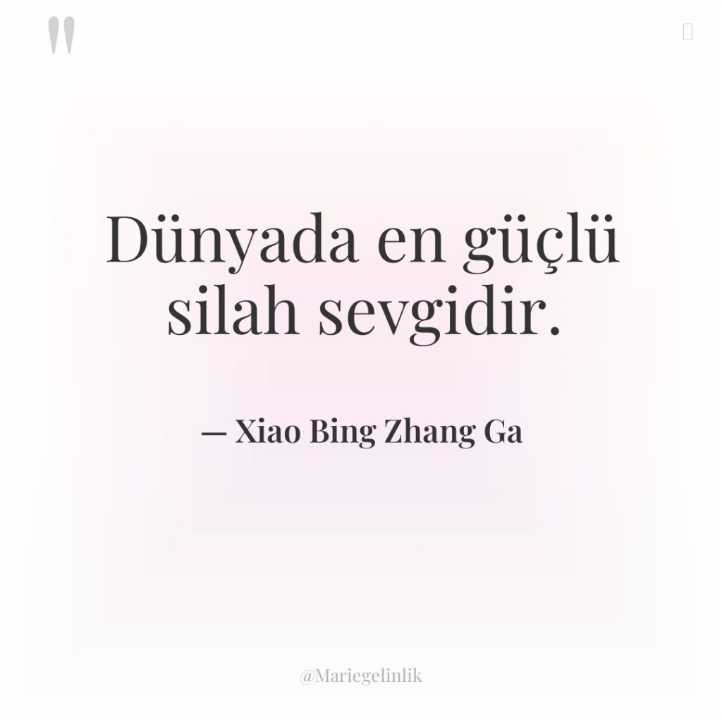 Dünyada en güçlü silah sevgidir.