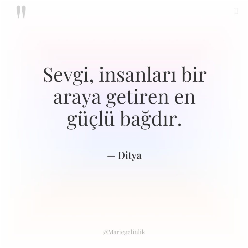 Sevgi, insanları bir araya getiren en güçlü bağdır.