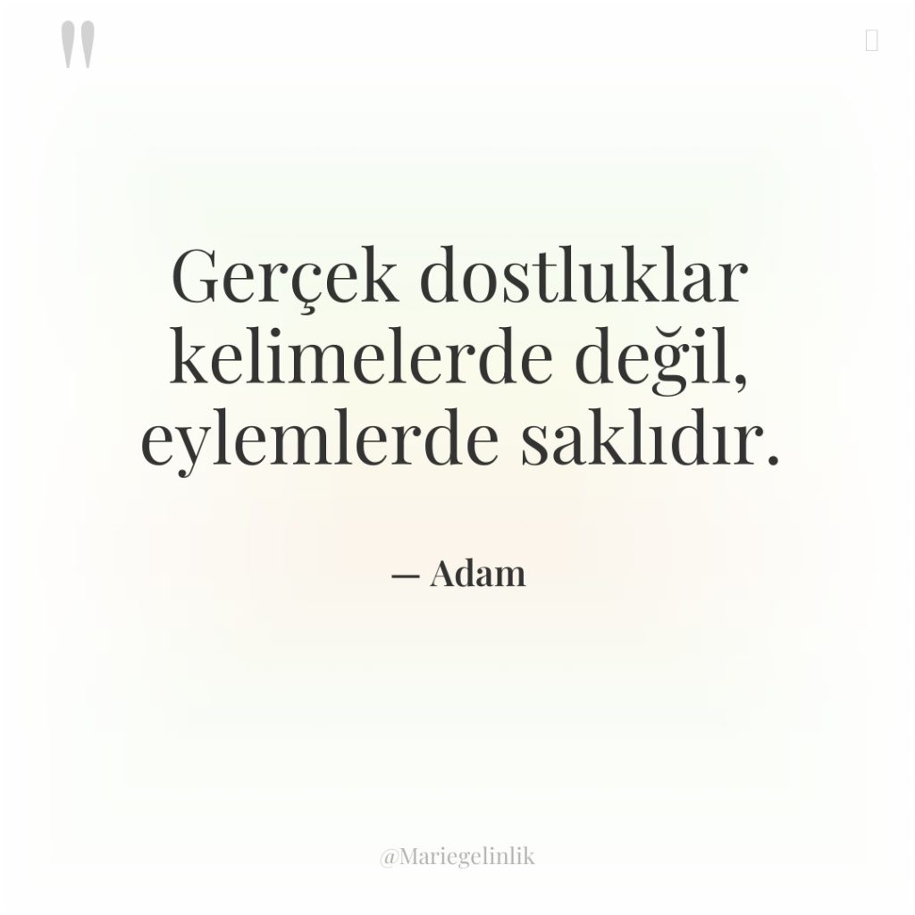 Gerçek dostluklar kelimelerde değil, eylemlerde saklıdır.