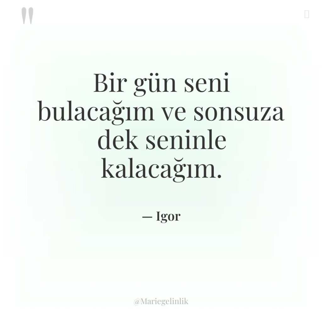 Bir gün seni bulacağım ve sonsuza dek seninle kalacağım.