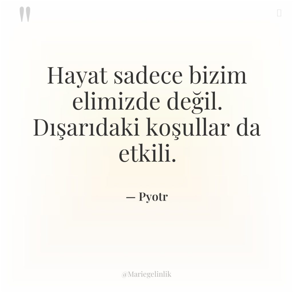 Hayat sadece bizim elimizde değil. Dışarıdaki koşullar da etkili.