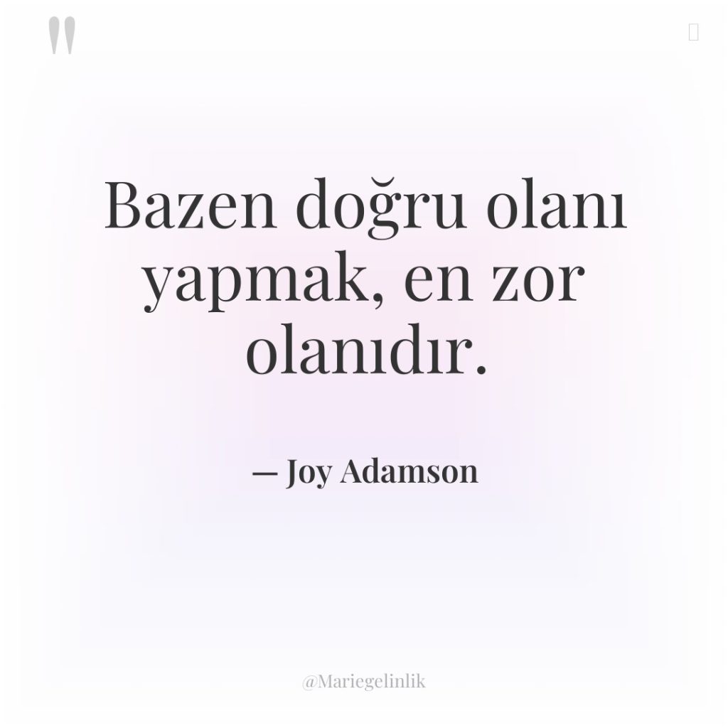 Bazen doğru olanı yapmak, en zor olanıdır.