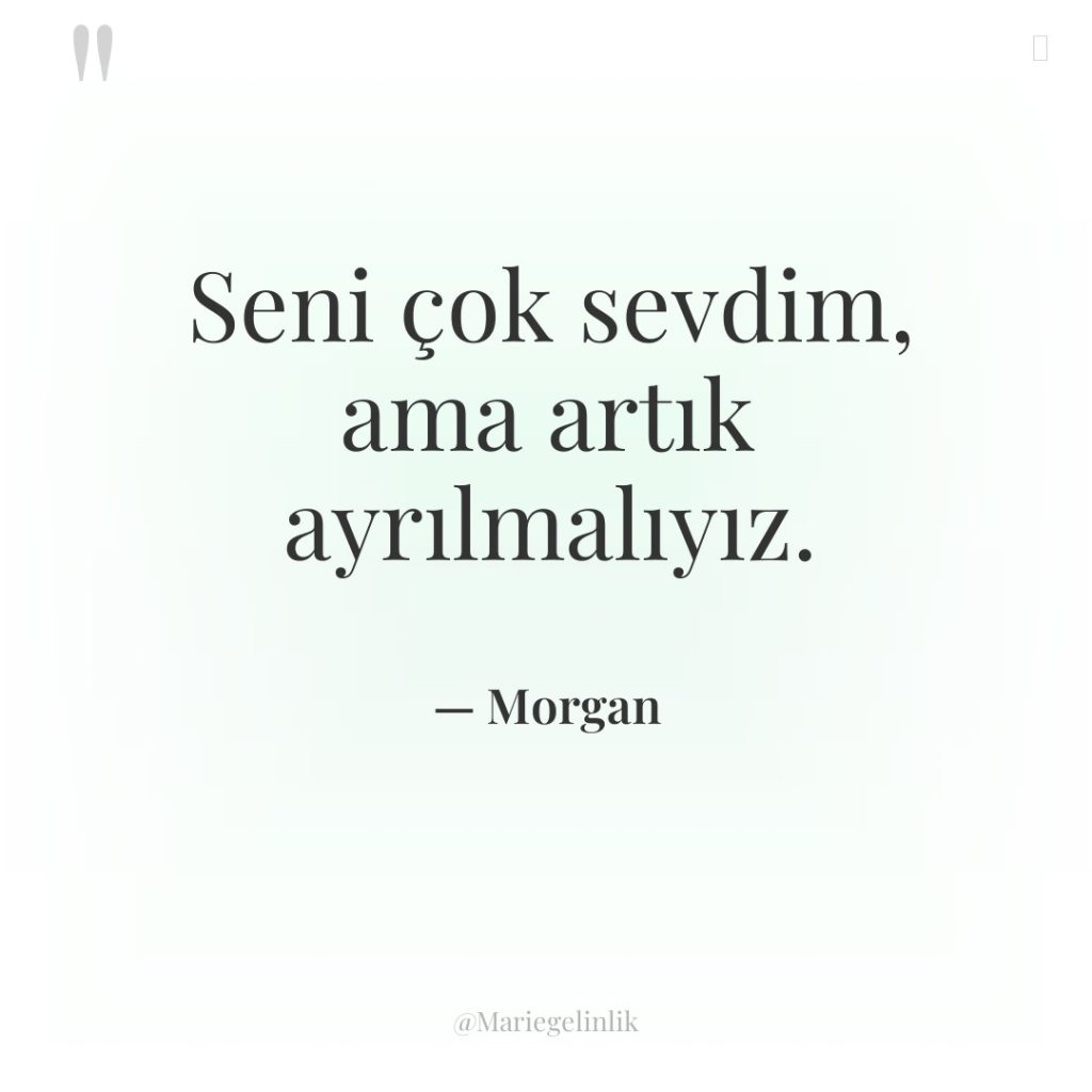 Seni çok sevdim, ama artık ayrılmalıyız.