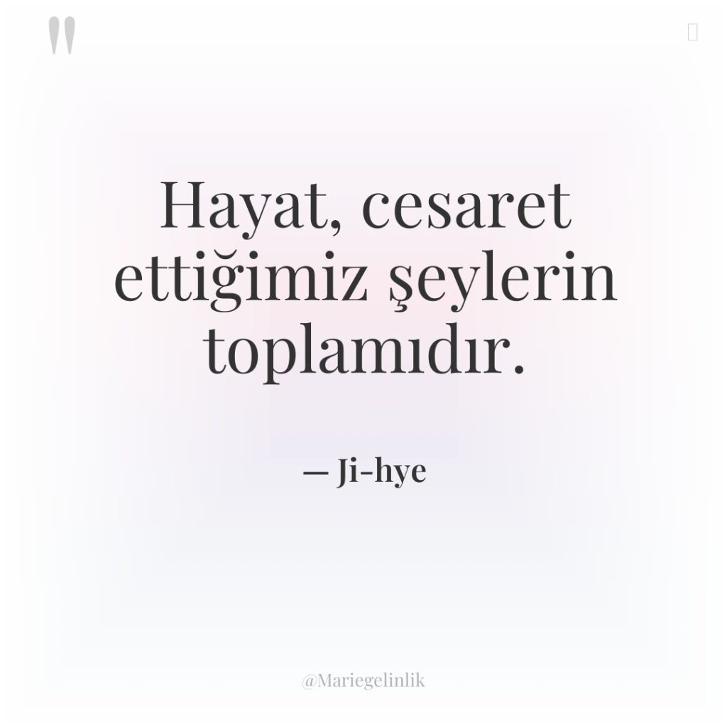 Hayat, cesaret ettiğimiz şeylerin toplamıdır.