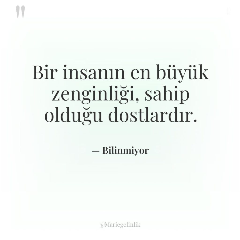 Bir insanın en büyük zenginliği, sahip olduğu dostlardır.