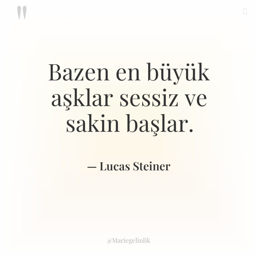Bazen en büyük aşklar sessiz ve sakin başlar.