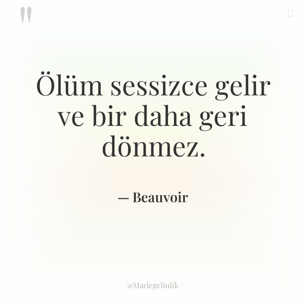 Ölüm sessizce gelir ve bir daha geri dönmez.