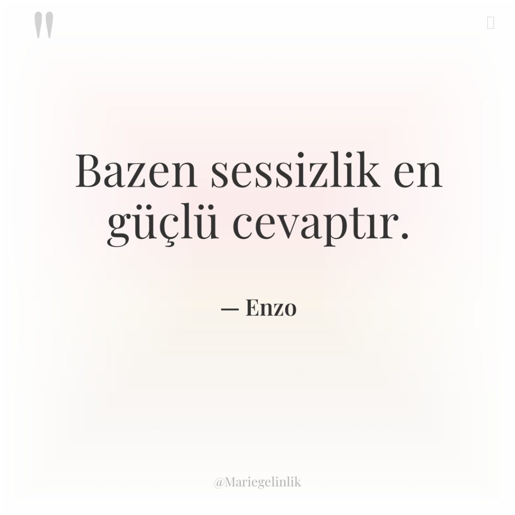 Bazen sessizlik en güçlü cevaptır.