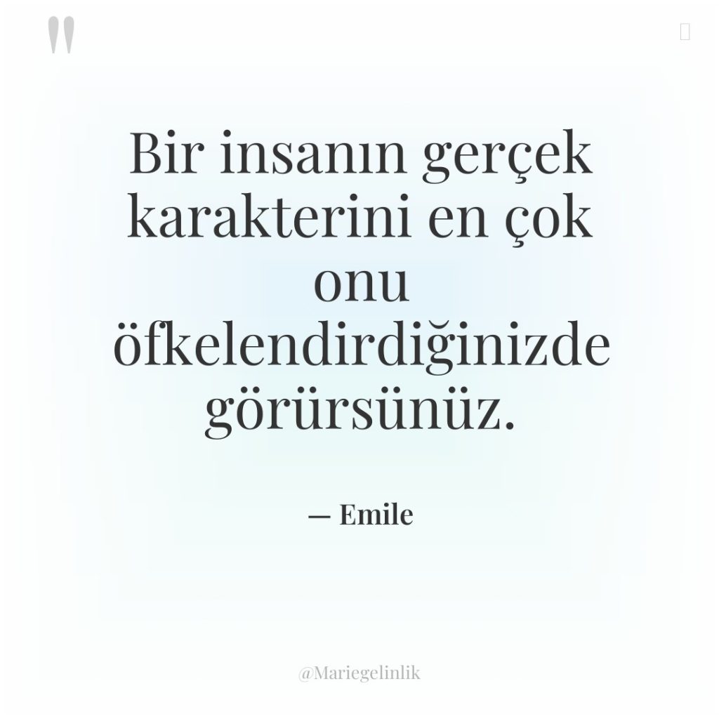 Bir insanın gerçek karakterini en çok onu öfkelendirdiğinizde görürsünüz.