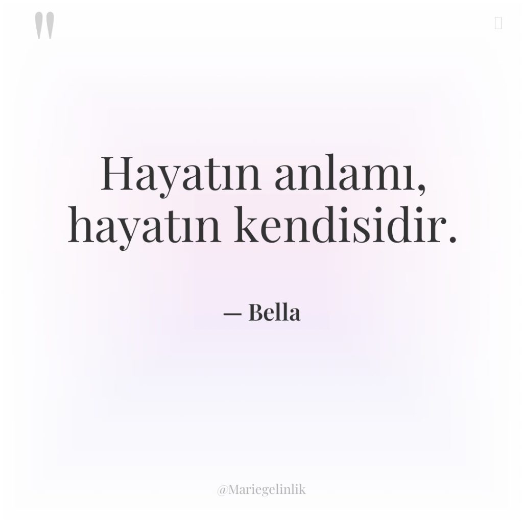 Hayatın anlamı, hayatın kendisidir.