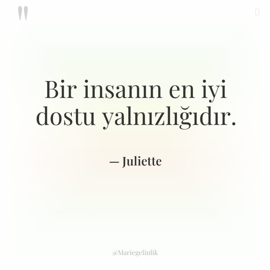 Bir insanın en iyi dostu yalnızlığıdır.