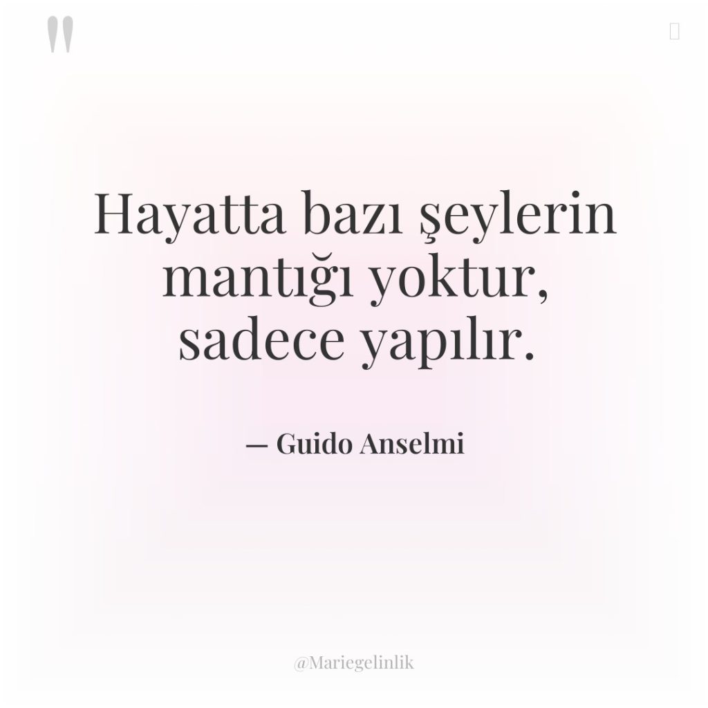 Hayatta bazı şeylerin mantığı yoktur, sadece yapılır.