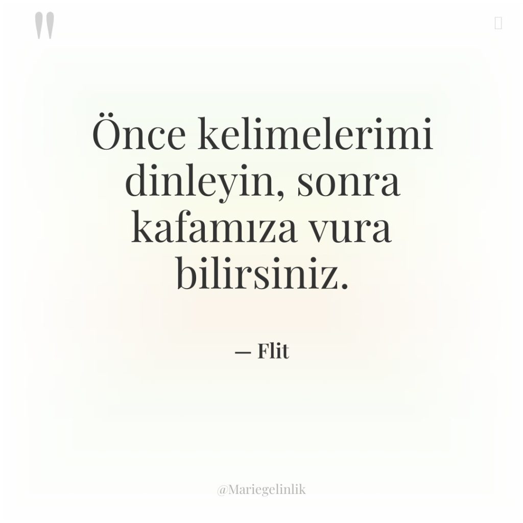 Önce kelimelerimi dinleyin, sonra kafamıza vura bilirsiniz.