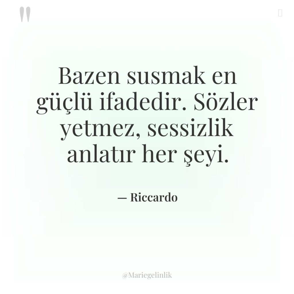 Bazen susmak en güçlü ifadedir. Sözler yetmez, sessizlik anlatır her…
