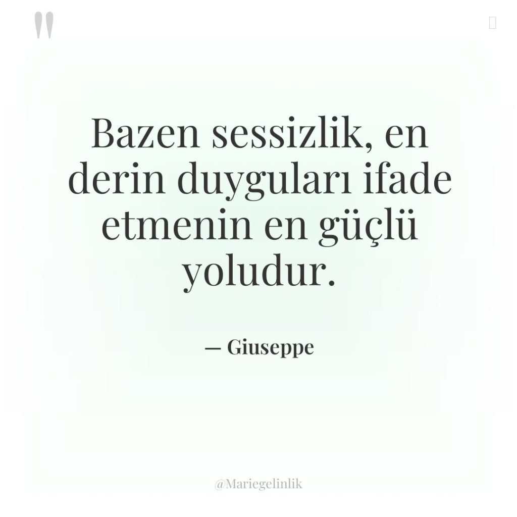 Bazen sessizlik, en derin duyguları ifade etmenin en güçlü yoludur.