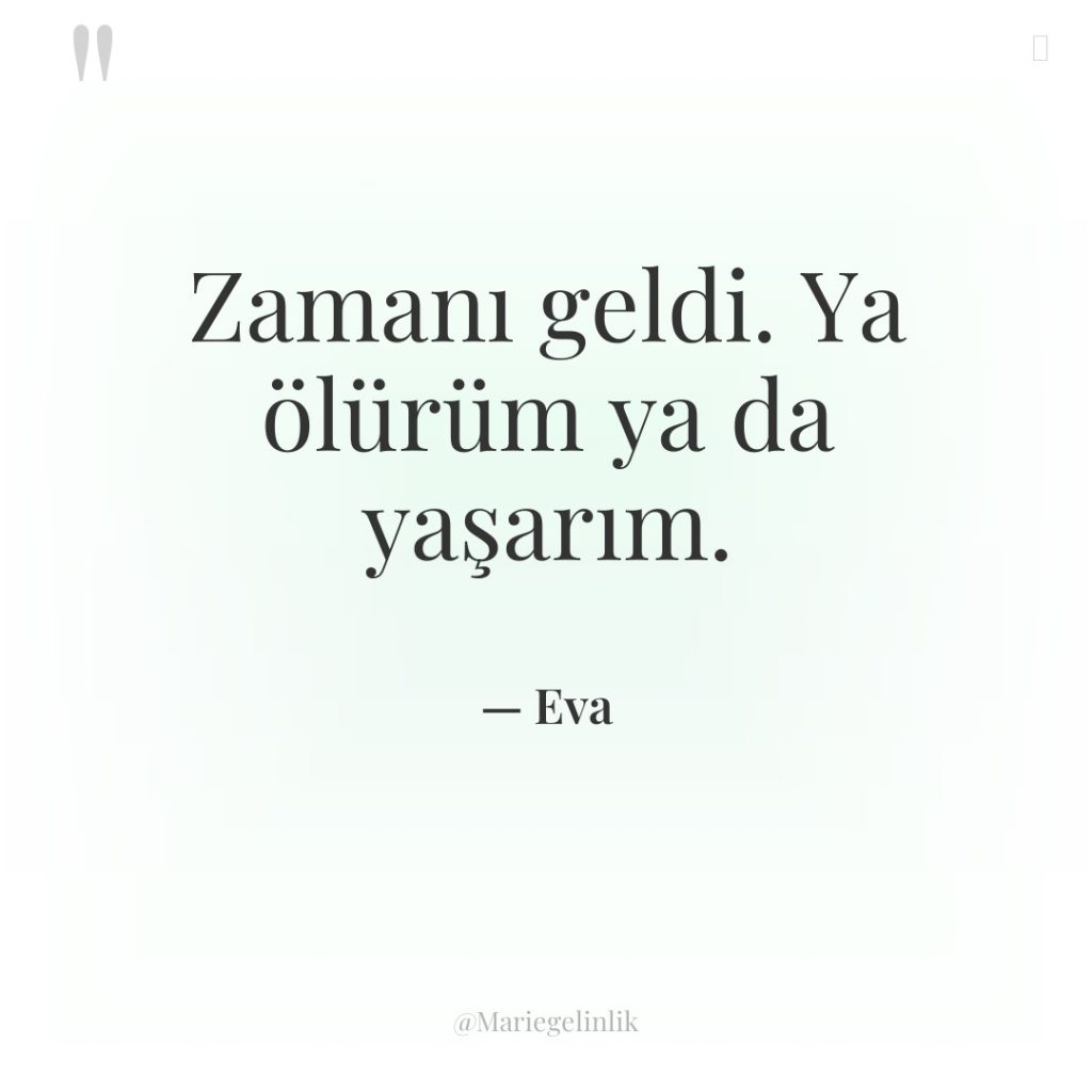 Zamanı geldi. Ya ölürüm ya da yaşarım.