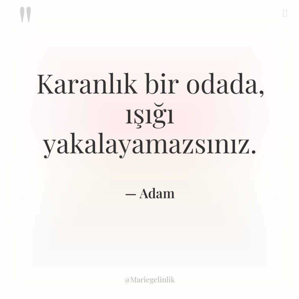 Karanlık bir odada, ışığı yakalayamazsınız.