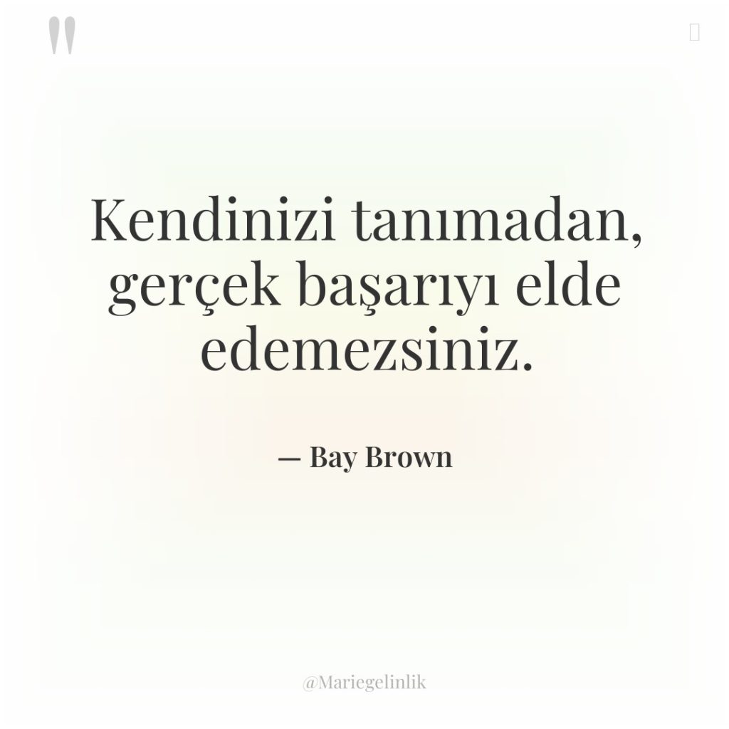 Kendinizi tanımadan, gerçek başarıyı elde edemezsiniz.