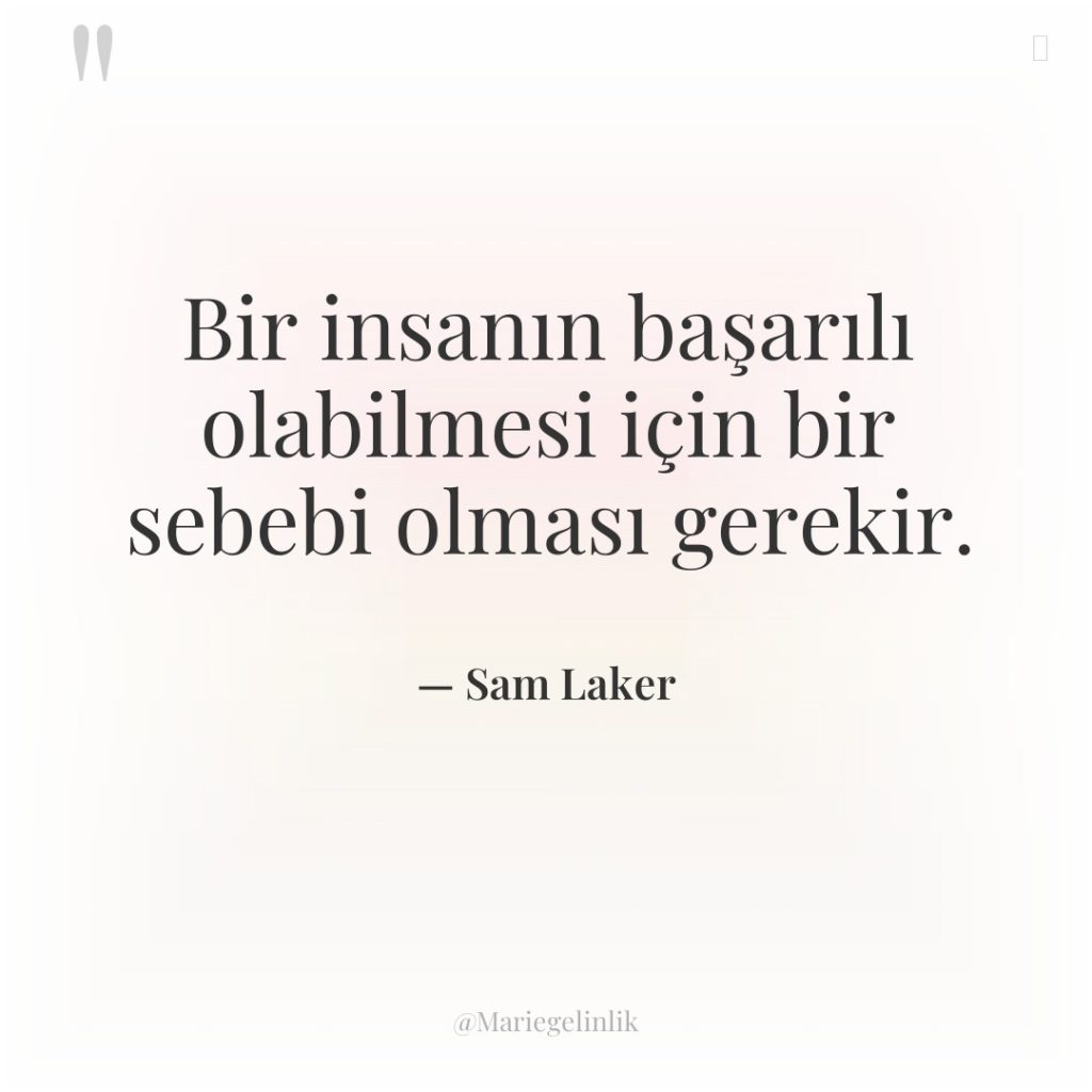 Bir insanın başarılı olabilmesi için bir sebebi olması gerekir.