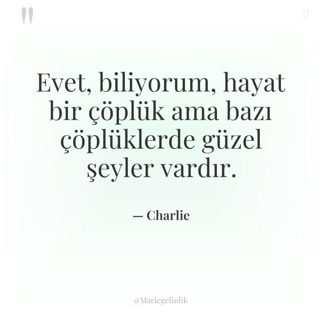 Evet, biliyorum, hayat bir çöplük ama bazı çöplüklerde güzel şeyler…