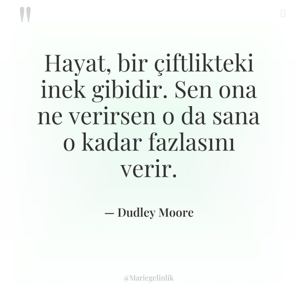 Hayat, bir çiftlikteki inek gibidir. Sen ona ne verirsen o…