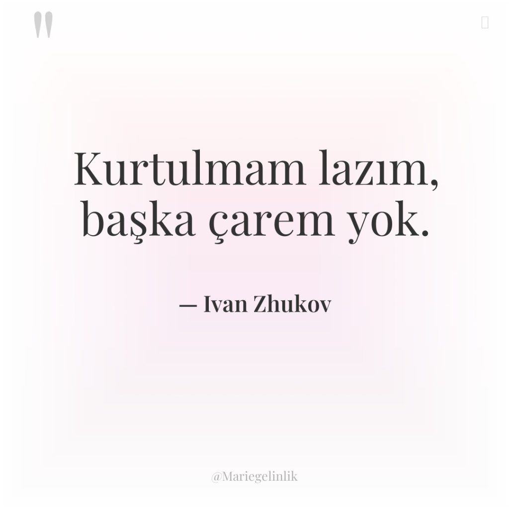 Kurtulmam lazım, başka çarem yok.