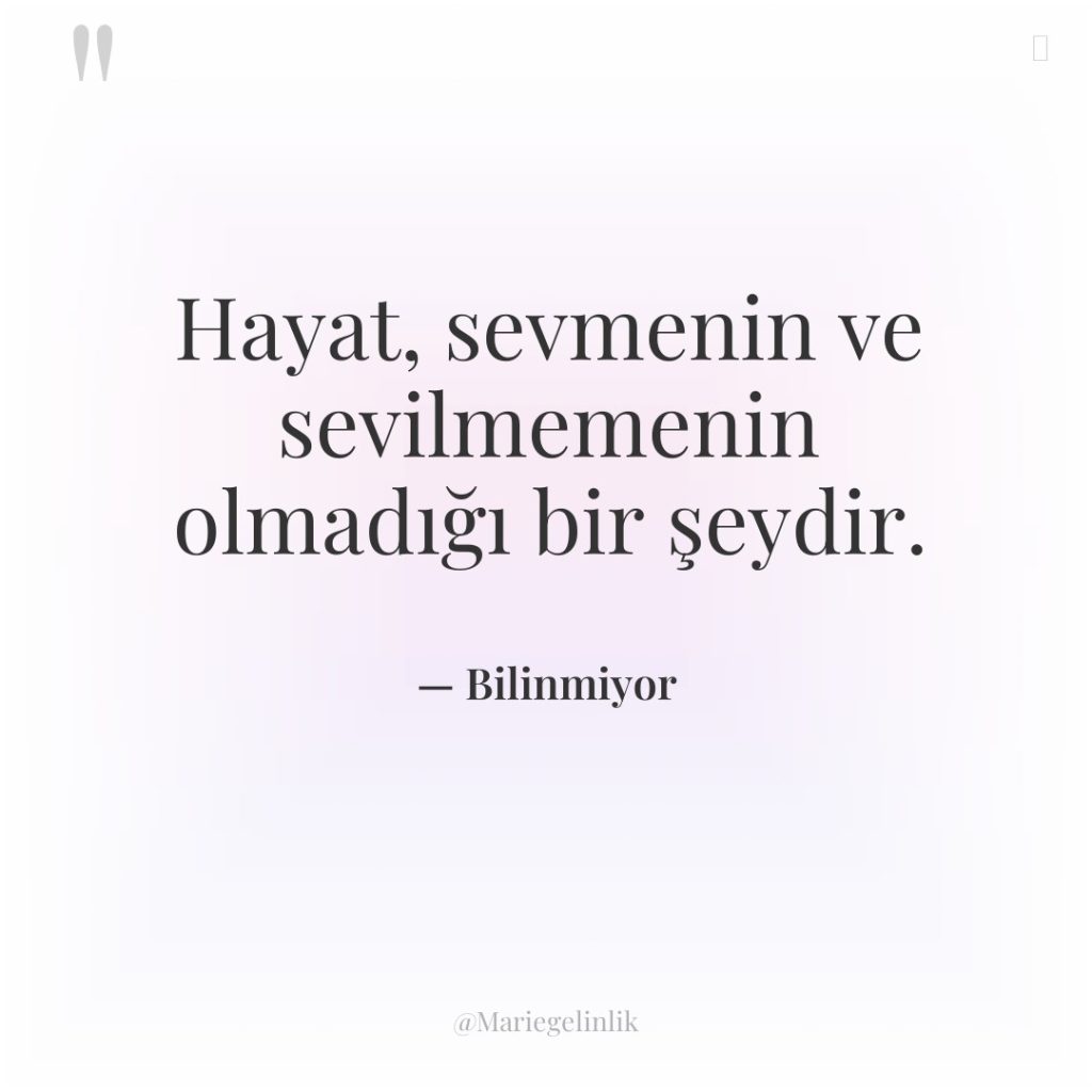 Hayat, sevmenin ve sevilmemenin olmadığı bir şeydir.
