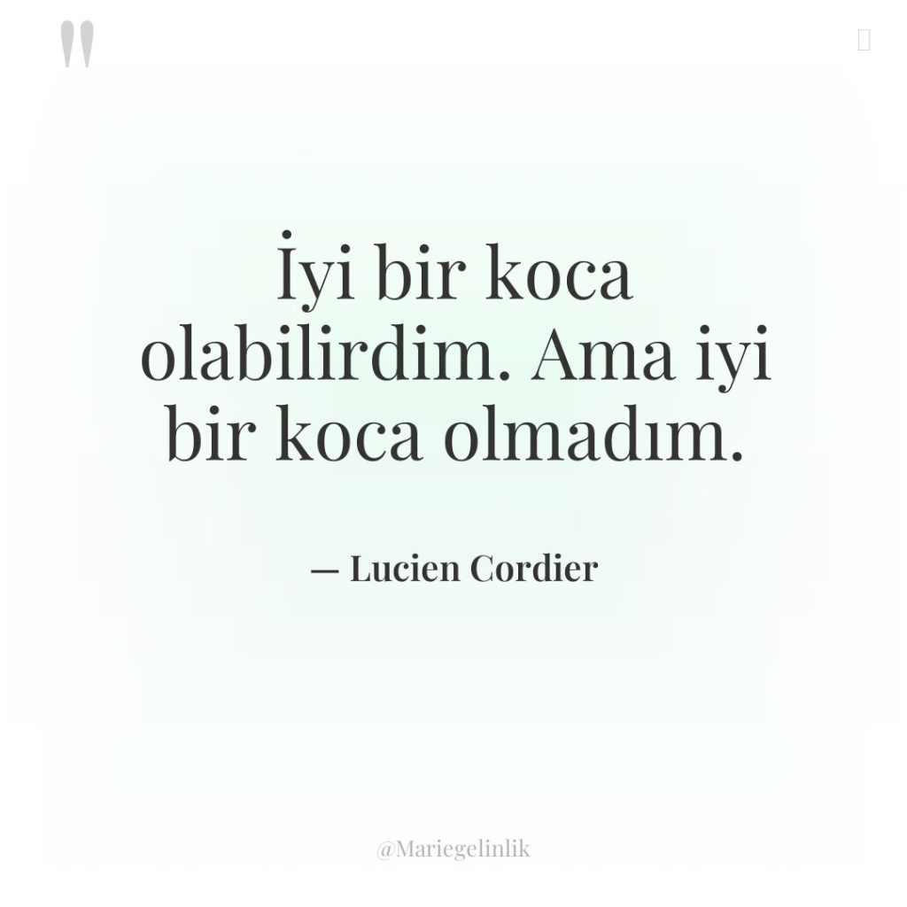 İyi bir koca olabilirdim. Ama iyi bir koca olmadım.