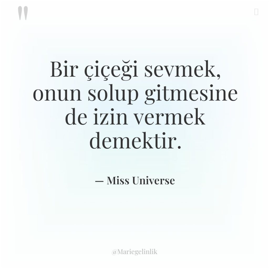 Bir çiçeği sevmek, onun solup gitmesine de izin vermek demektir.