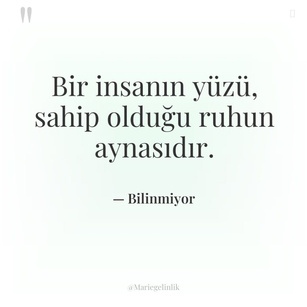 Bir insanın yüzü, sahip olduğu ruhun aynasıdır.