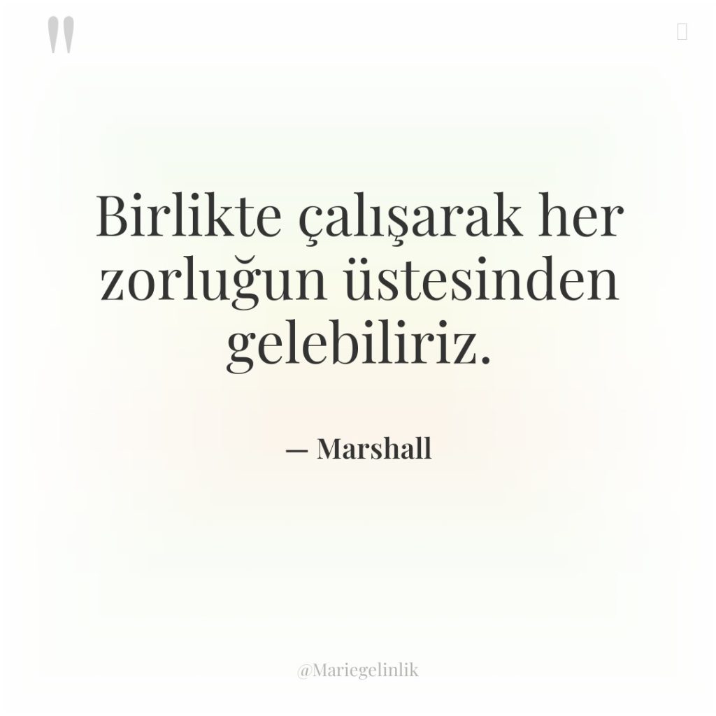 Birlikte çalışarak her zorluğun üstesinden gelebiliriz.
