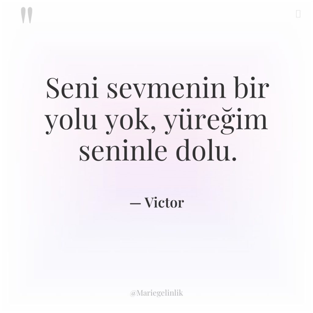 Seni sevmenin bir yolu yok, yüreğim seninle dolu.