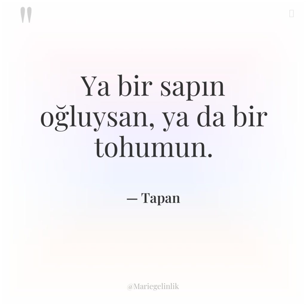 Ya bir sapın oğluysan, ya da bir tohumun.