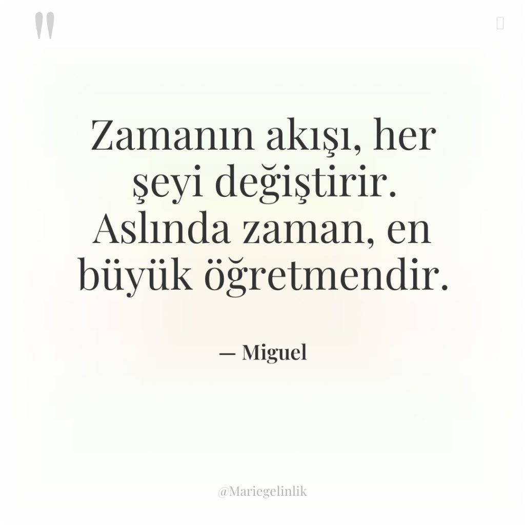Zamanın akışı, her şeyi değiştirir. Aslında zaman, en büyük öğretmendir.