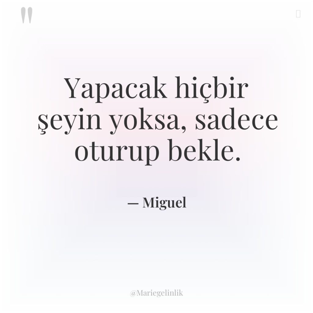 Yapacak hiçbir şeyin yoksa, sadece oturup bekle.