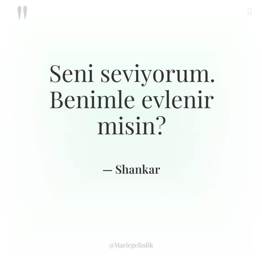 Seni seviyorum. Benimle evlenir misin?