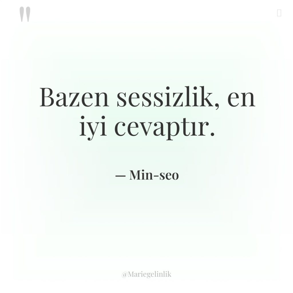 Bazen sessizlik, en iyi cevaptır.