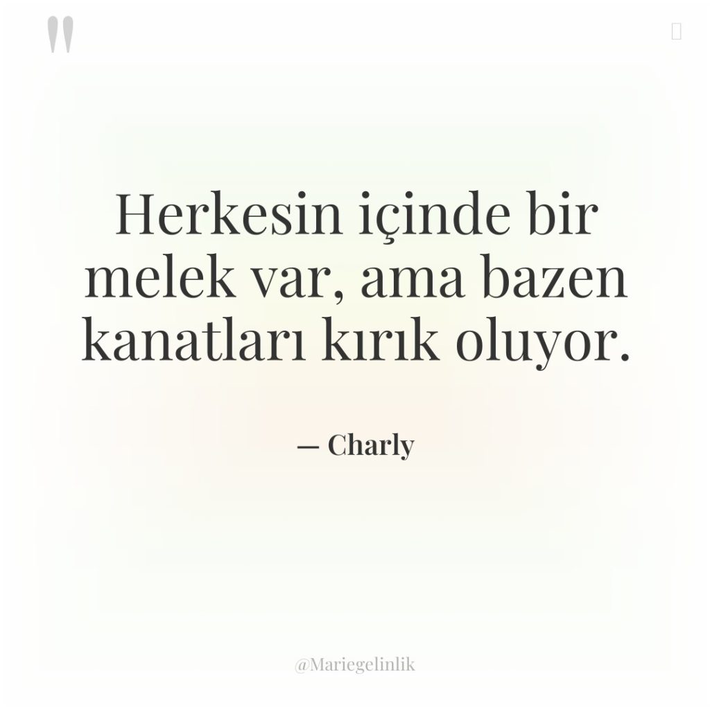 Herkesin içinde bir melek var, ama bazen kanatları kırık oluyor.