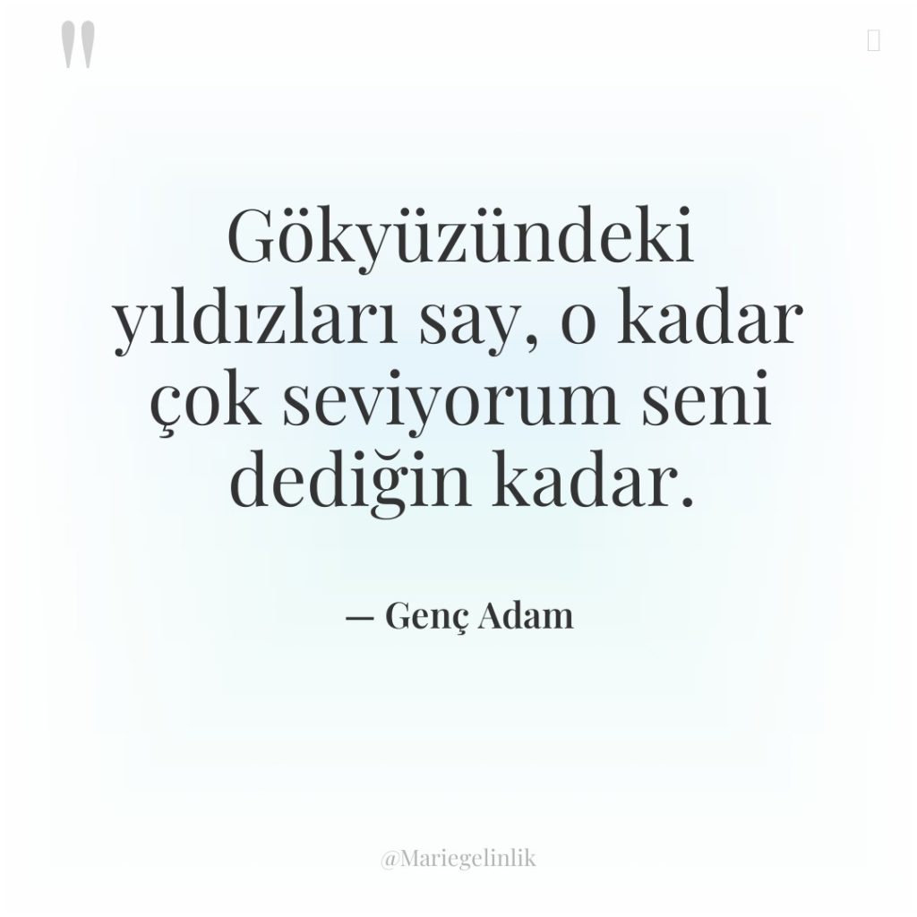 Gökyüzündeki yıldızları say, o kadar çok seviyorum seni dediğin kadar.