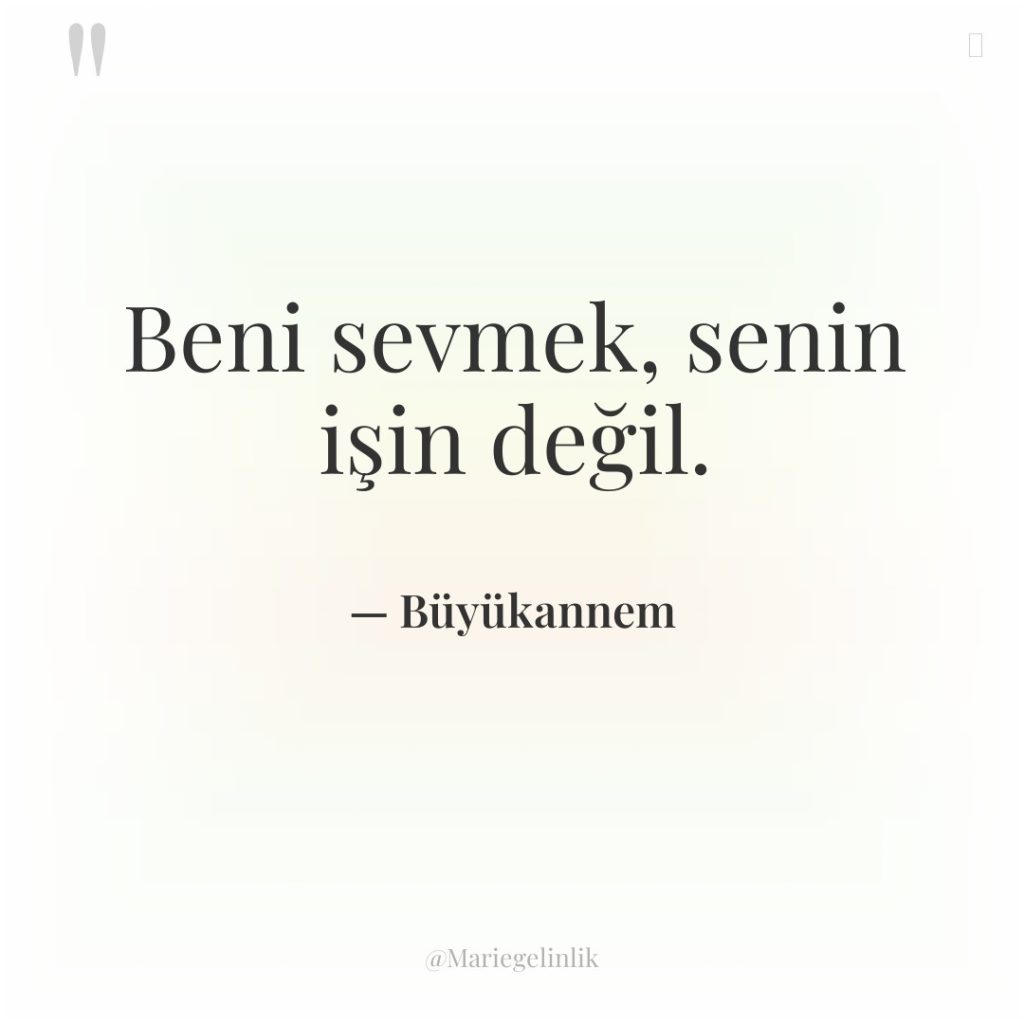 Beni sevmek, senin işin değil.