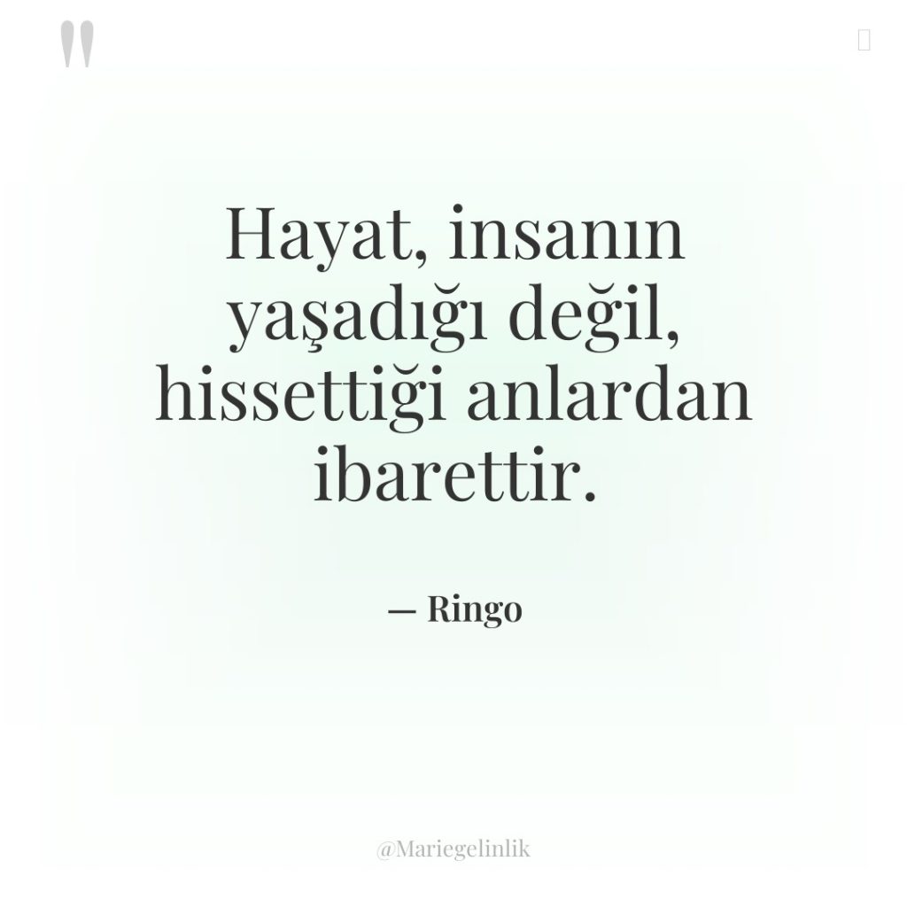 Hayat, insanın yaşadığı değil, hissettiği anlardan ibarettir.