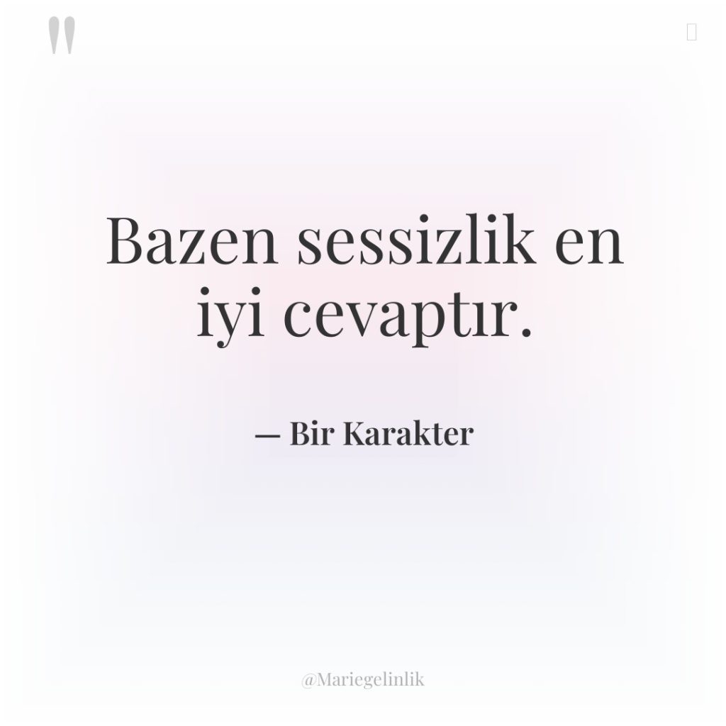 Bazen sessizlik en iyi cevaptır.