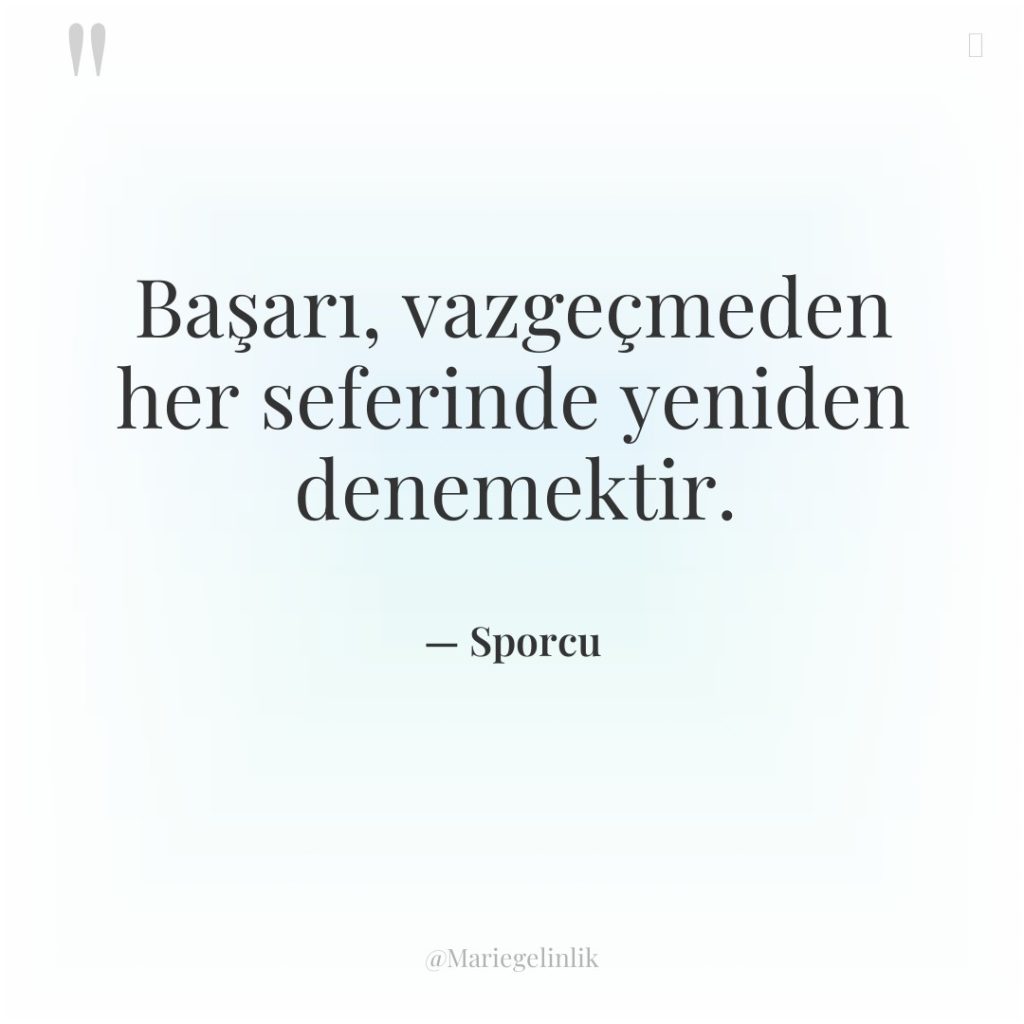 Başarı, vazgeçmeden her seferinde yeniden denemektir.