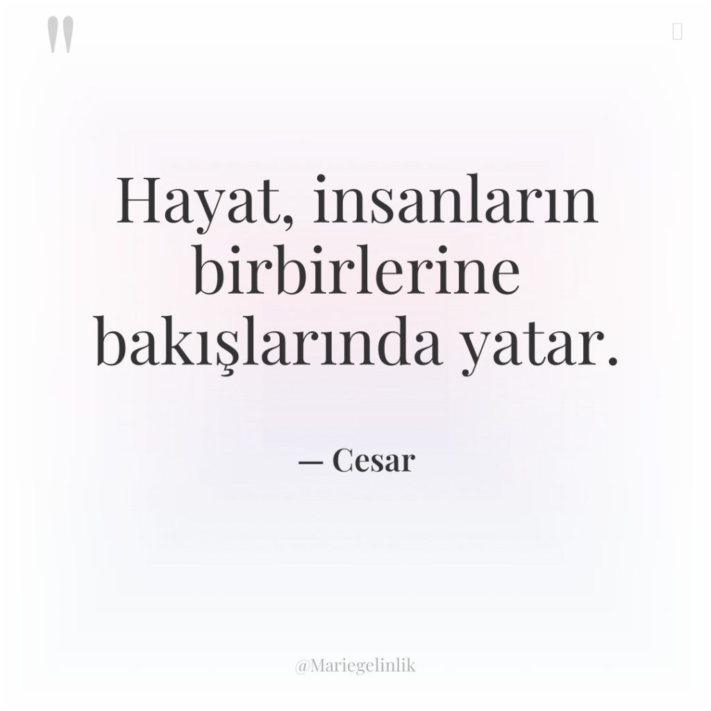 Hayat, insanların birbirlerine bakışlarında yatar.